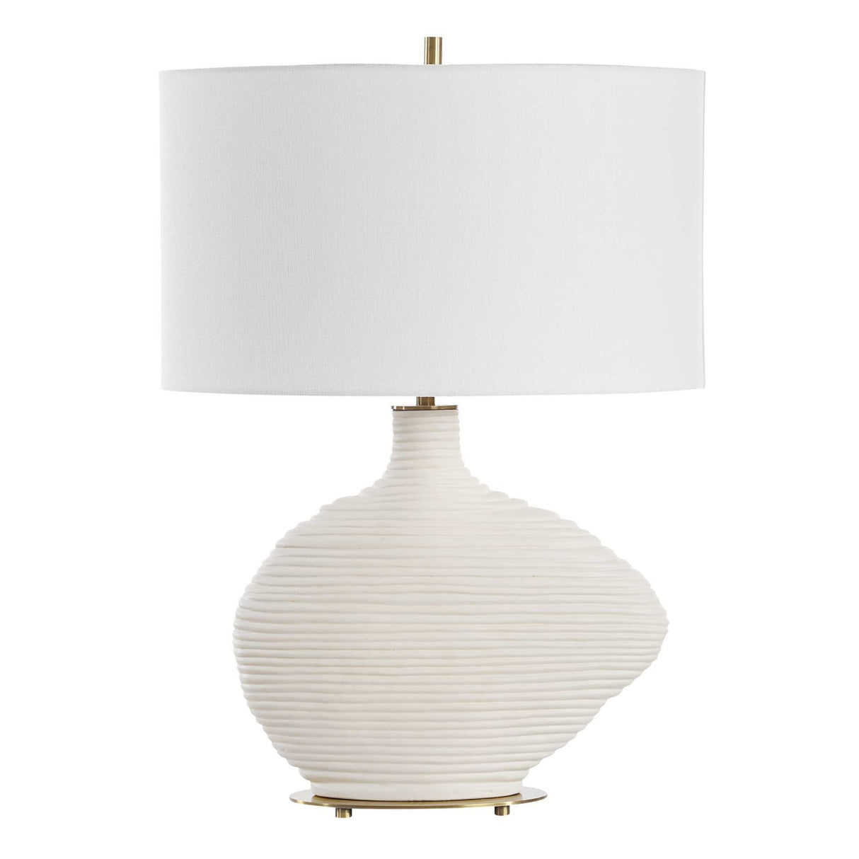 White Ceramic Organic-Shaped Table Lamp by Uttermost Duostacked, alternate view 3