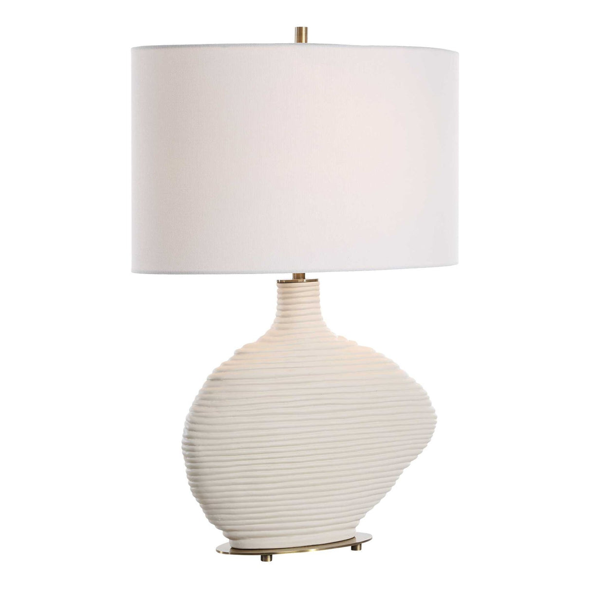 White Ceramic Organic-Shaped Table Lamp by Uttermost Duostacked, alternate view 4