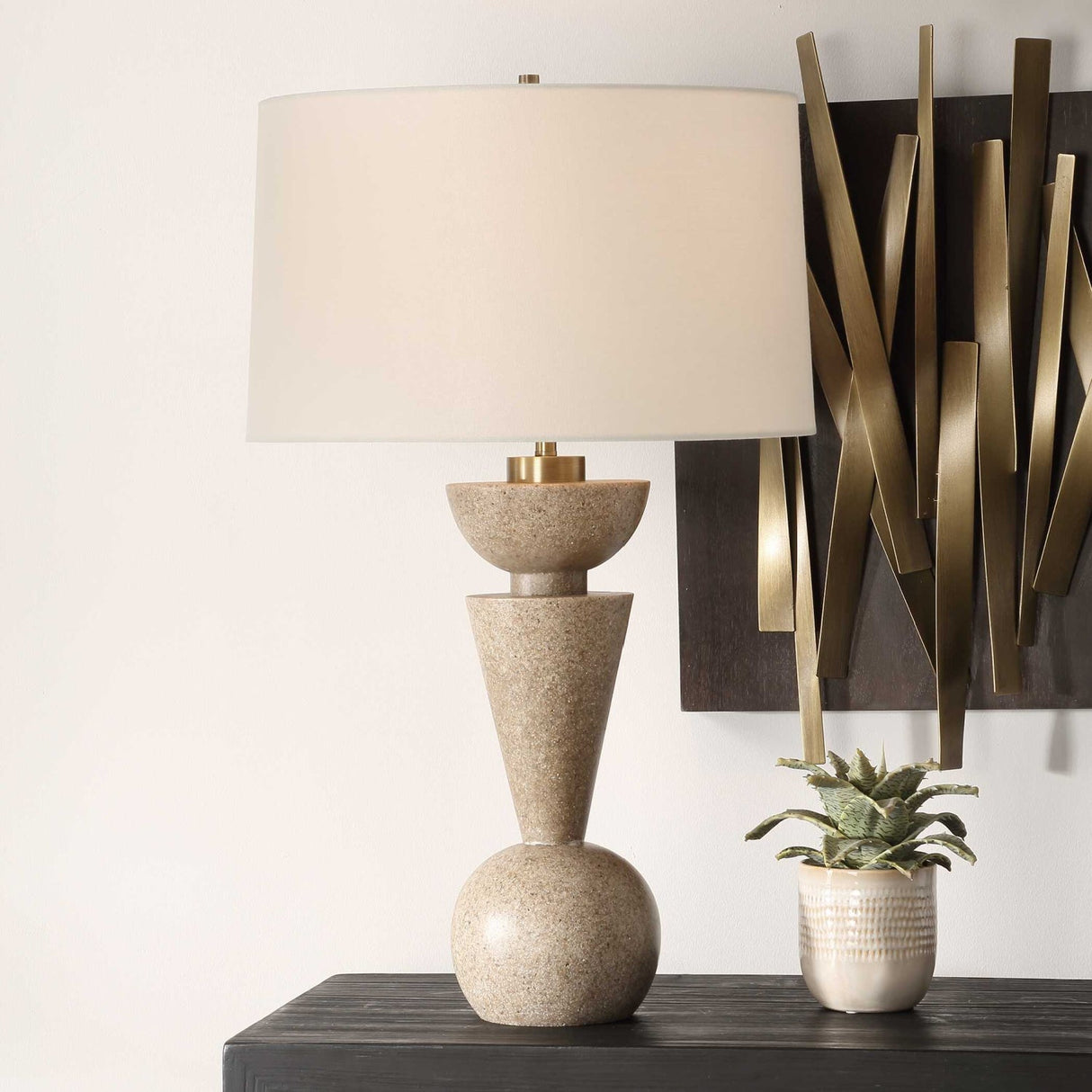 Modern European furniture - Geometrical Stone Table Lamp - www.oroa.com