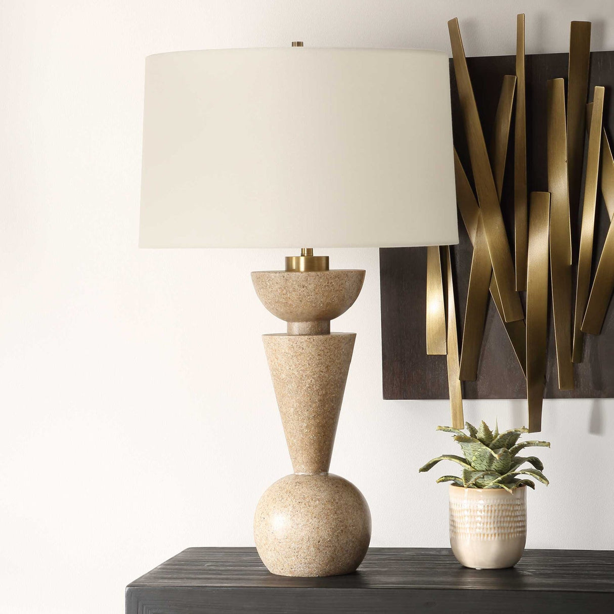 Modern European furniture - Geometrical Stone Table Lamp - www.oroa.com