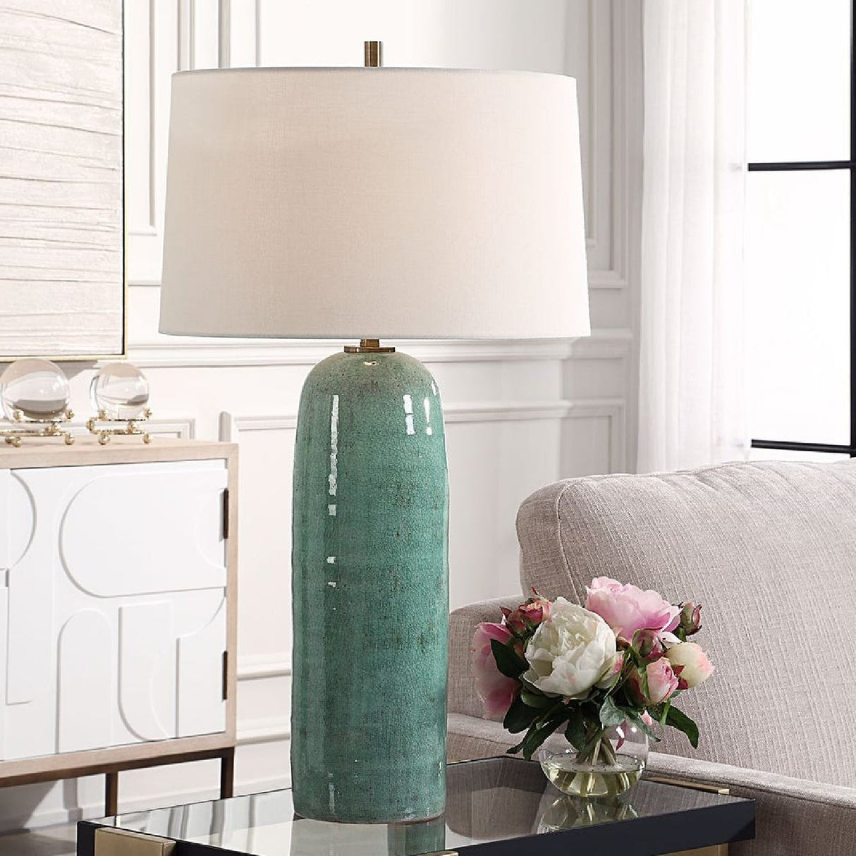 Crackled Teal Ceramic Table Lamp by Uttermost Andale, alternate view 2