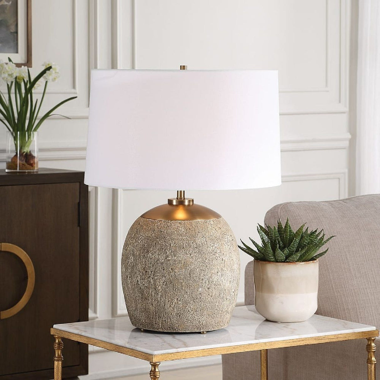 Modern European furniture - Brown Concrete Table Lamp by Uttermost Raylan - www.oroa.com