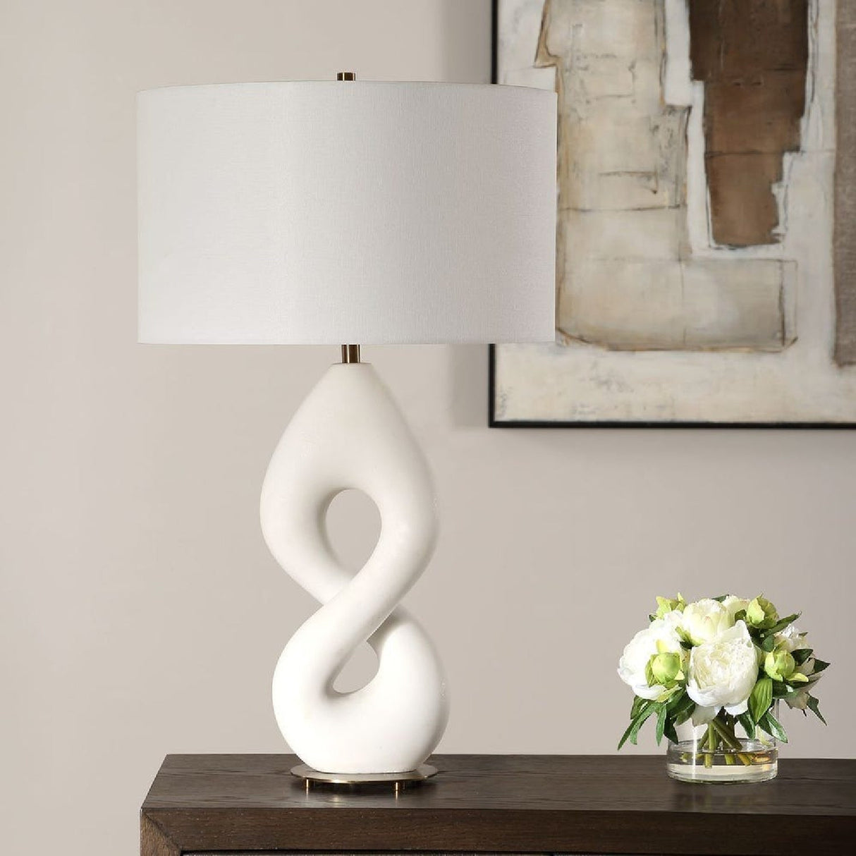 Modern European furniture - Twisted White Stone Table Lamp by Uttermost Meridian - www.oroa.com