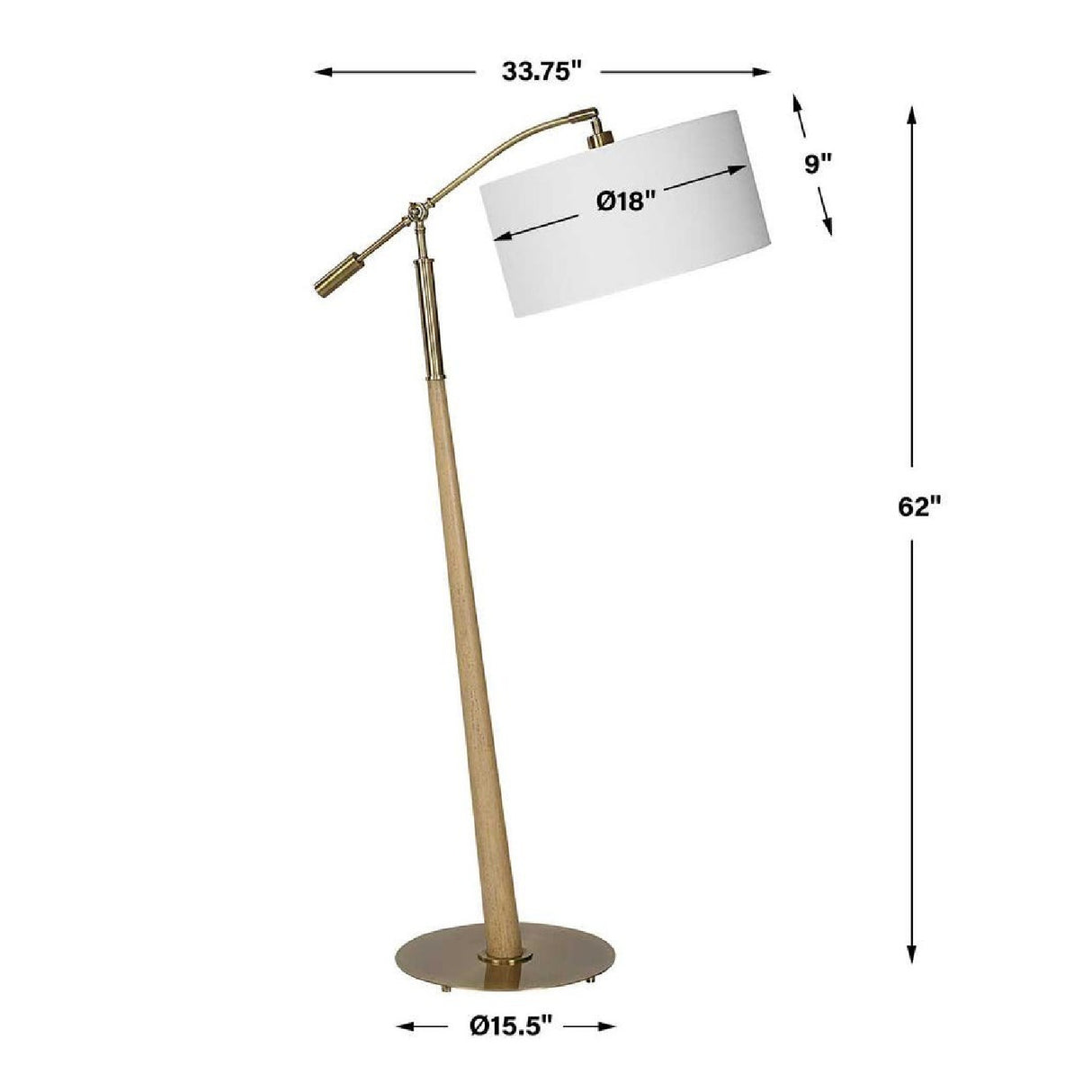 Wooden Tapered Adjustable Floor Lamp | Uttermost Kennett
