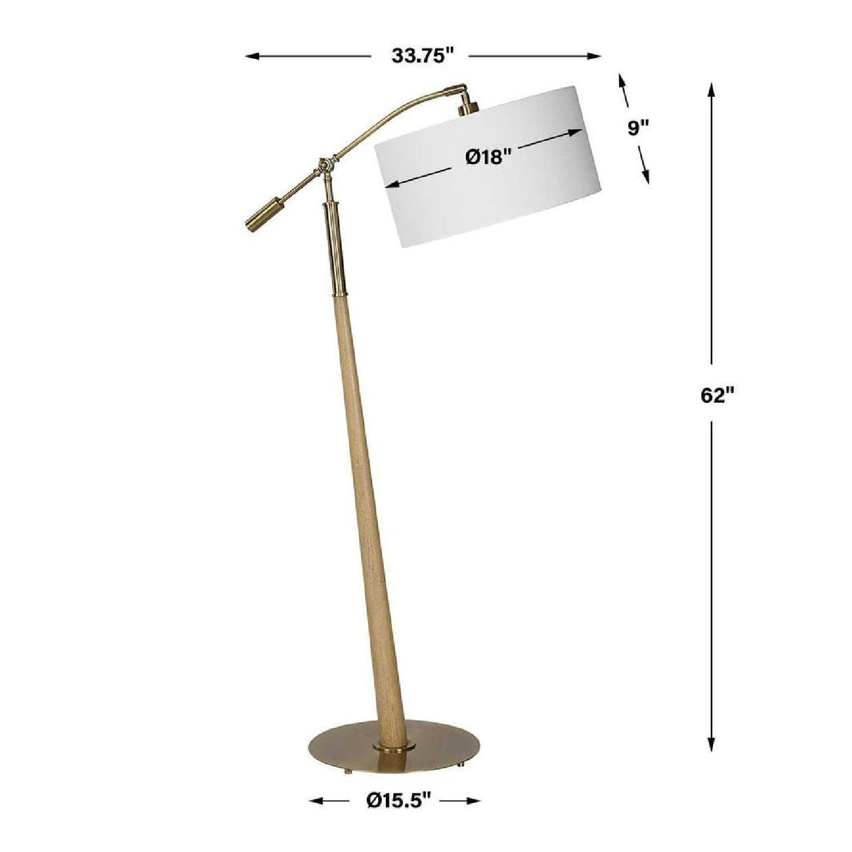 Wooden Tapered Adjustable Floor Lamp by Uttermost Kennett, alternate view 4