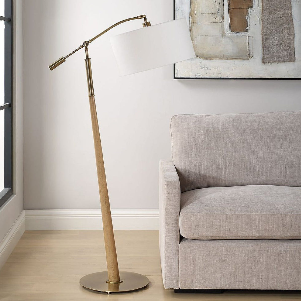 Wooden Tapered Adjustable Floor Lamp by Uttermost Kennett, alternate view 2