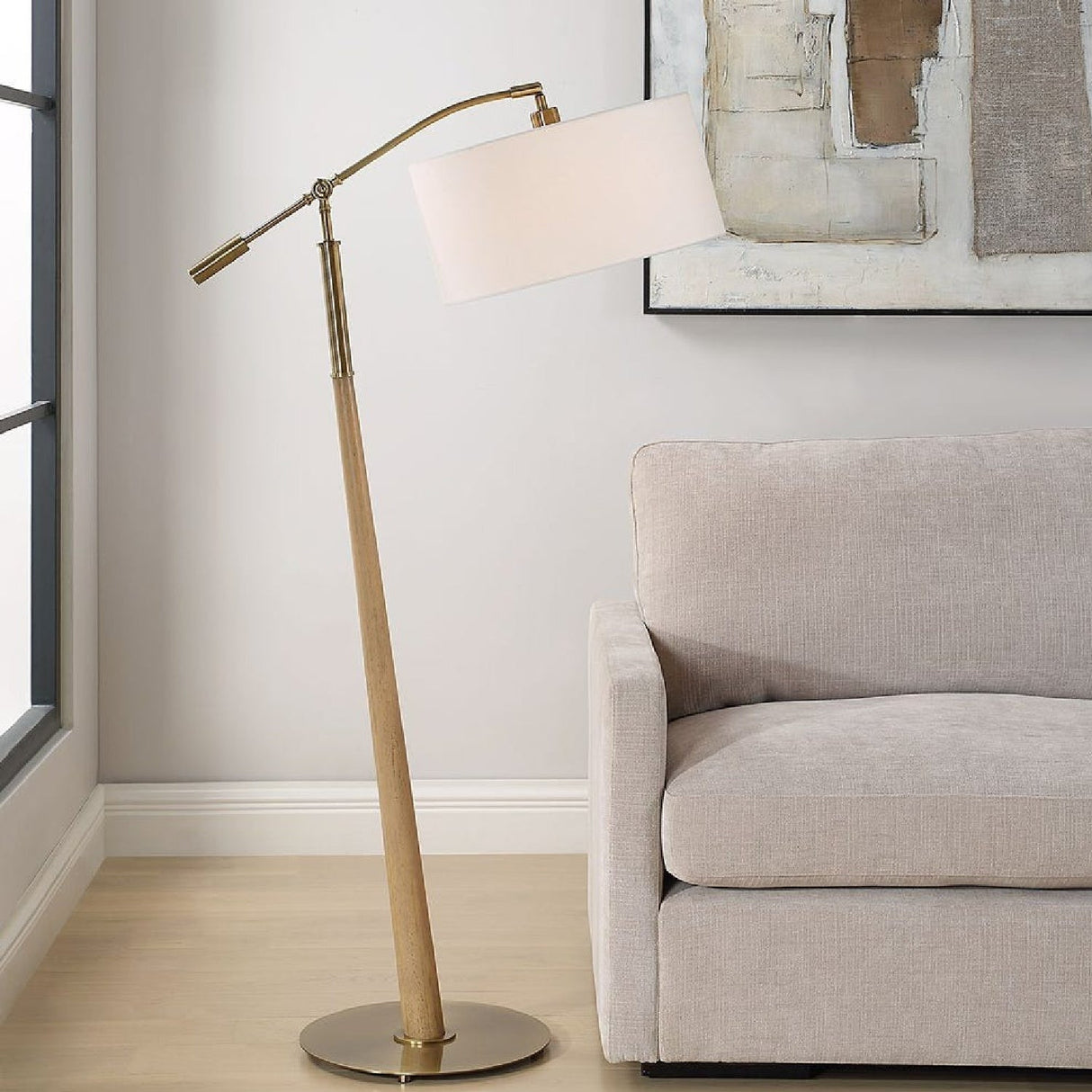 Wooden Tapered Adjustable Floor Lamp by Uttermost Kennett, alternate view 7