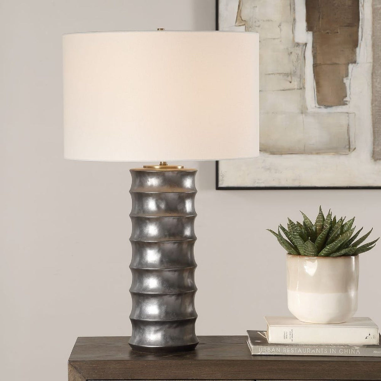 Modern European furniture - Bronze Porcelain Scalloped Table Lamp by Uttermost Corvair - www.oroa.com