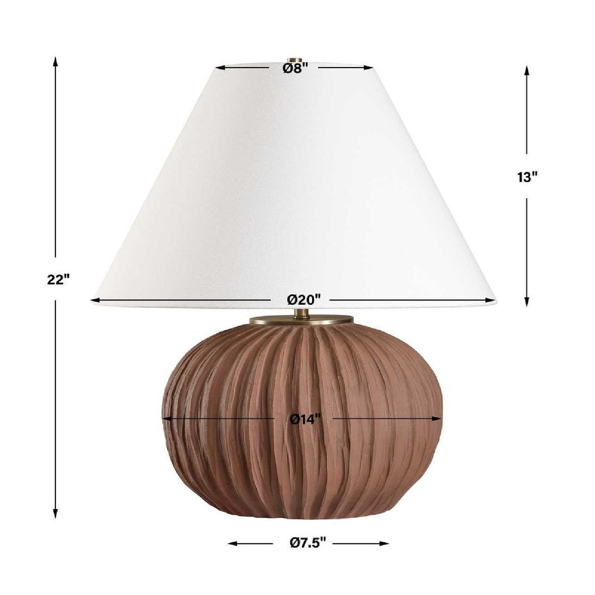 Channeled Brown Porcelain Table Lamp by Uttermost Keoghan, alternate view 4