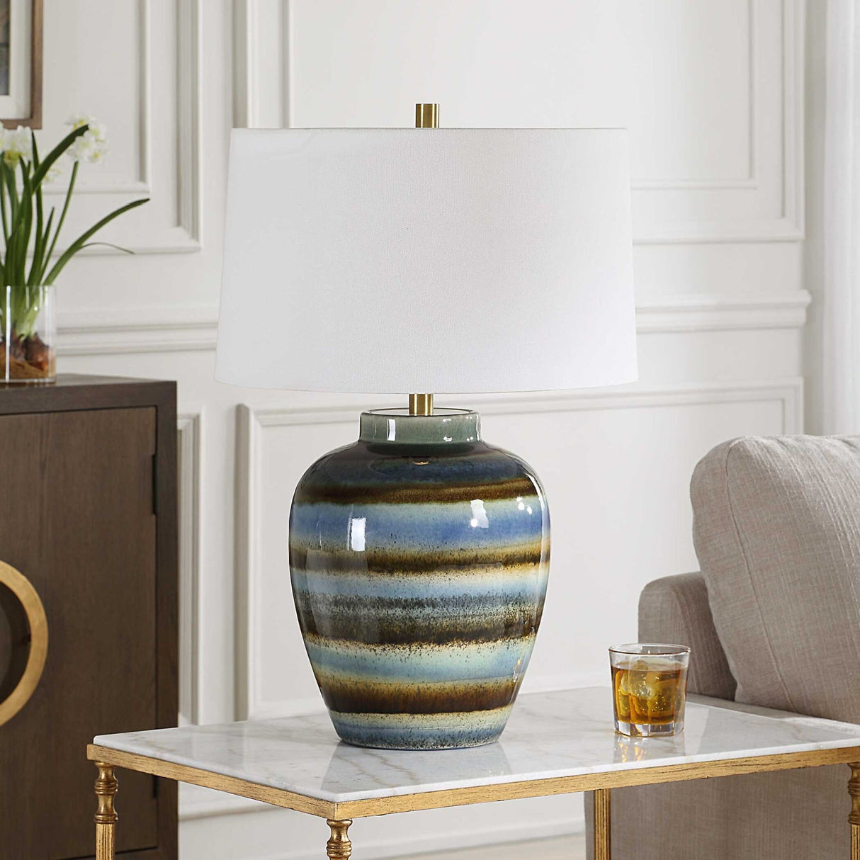 Multi-Toned Ceramic Table Lamp by Uttermost Judarn, alternate view 6