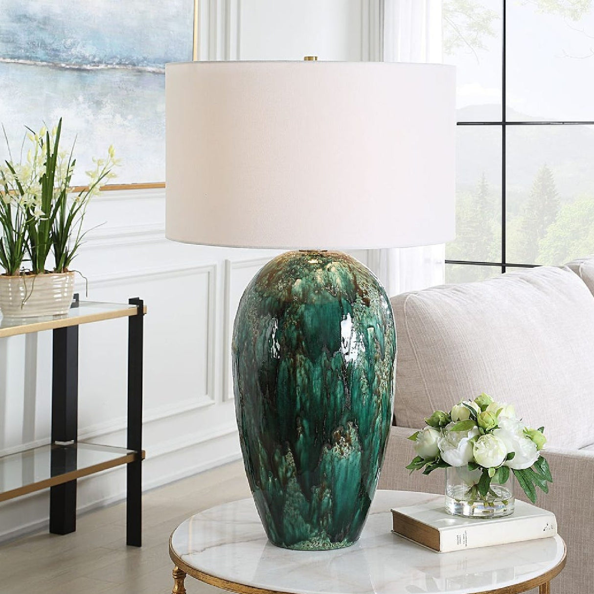 Modern European furniture - Green Dripped Ceramic Table Lamp by Uttermost Ceralene - www.oroa.com