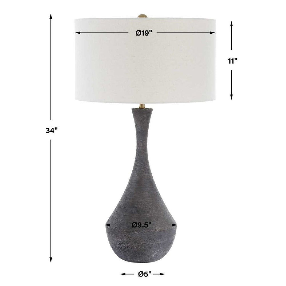 Modern European furniture - Black Textured Ceramic Table Lamp by Uttermost Helston - www.oroa.com