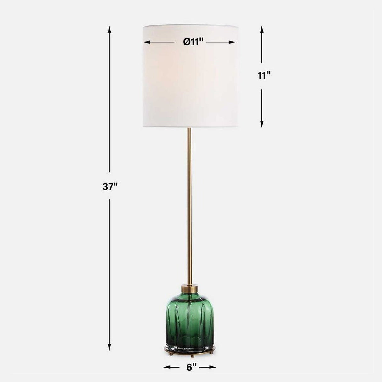 Fluted Green Glass Buffet Lamp by Uttermost Lois, alternate view 4