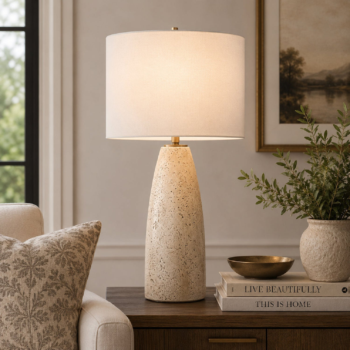 Modern European furniture - Unfilled Natural Travertine Table Lamp by Uttermost Maury - www.oroa.com