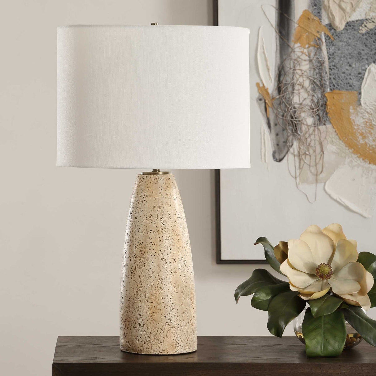 Modern European furniture - Unfilled Natural Travertine Table Lamp by Uttermost Maury - www.oroa.com
