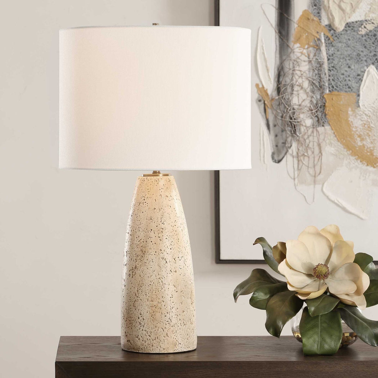 Modern European furniture - Unfilled Natural Travertine Table Lamp by Uttermost Maury - www.oroa.com