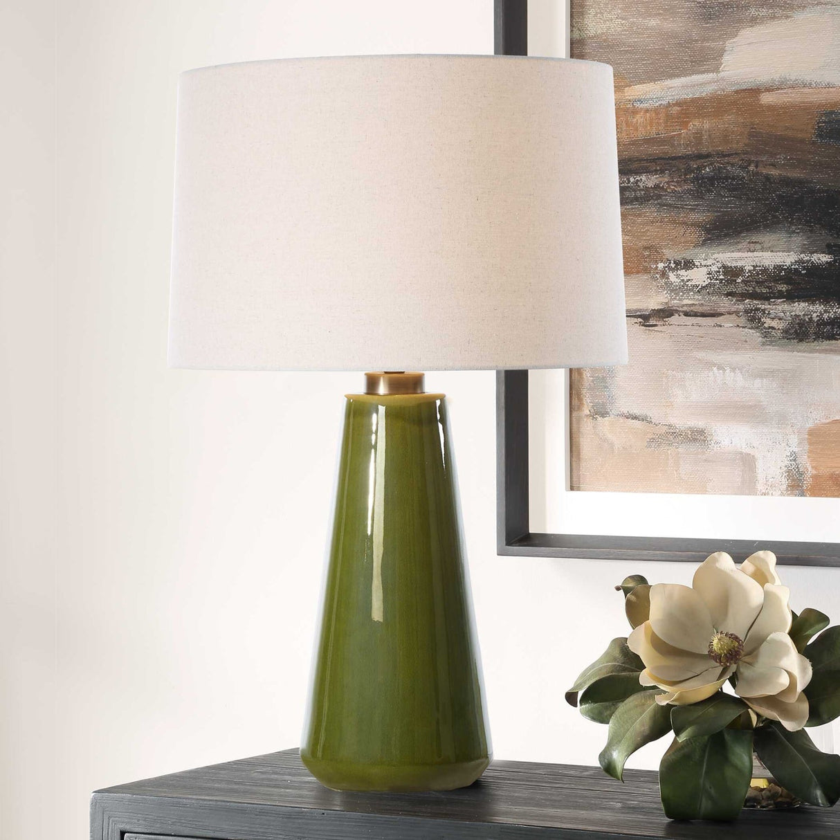 Modern European furniture - Tapered Green Ceramic Table Lamp by Uttermost Kelley - www.oroa.com