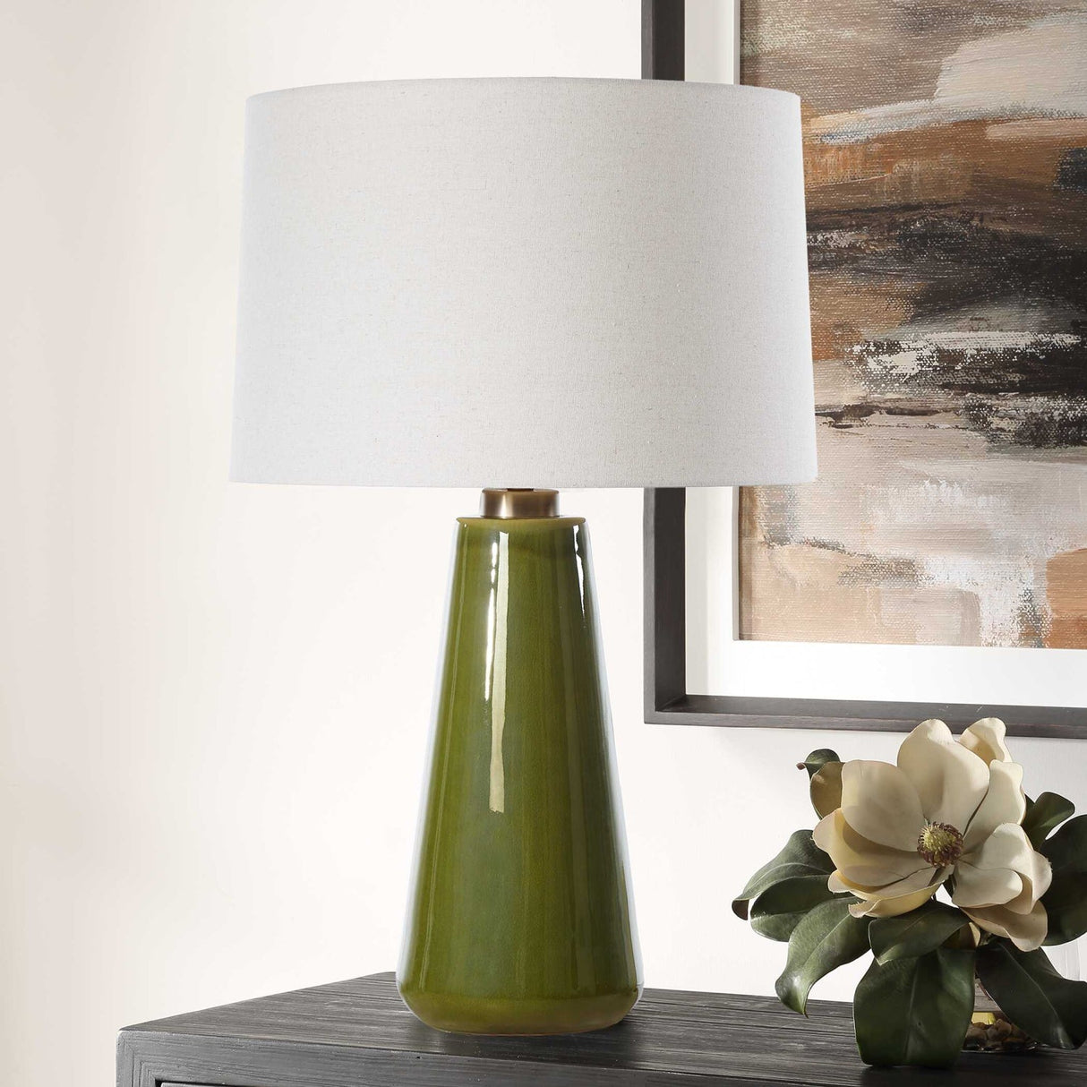 Modern European furniture - Tapered Green Ceramic Table Lamp by Uttermost Kelley - www.oroa.com