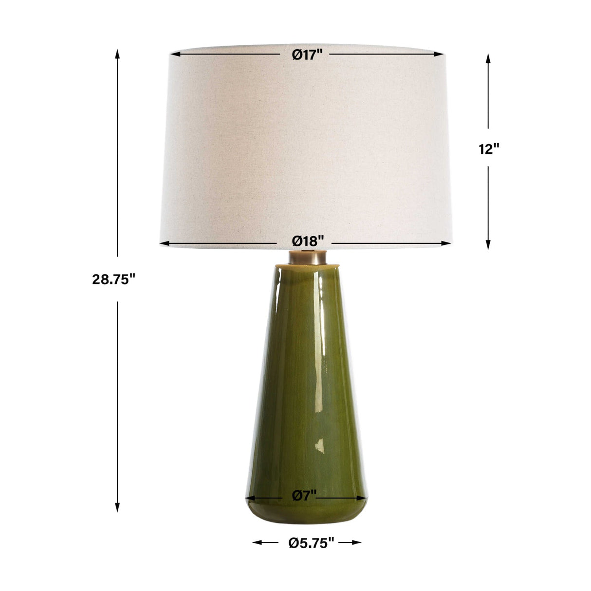Modern European furniture - Tapered Green Ceramic Table Lamp by Uttermost Kelley - www.oroa.com