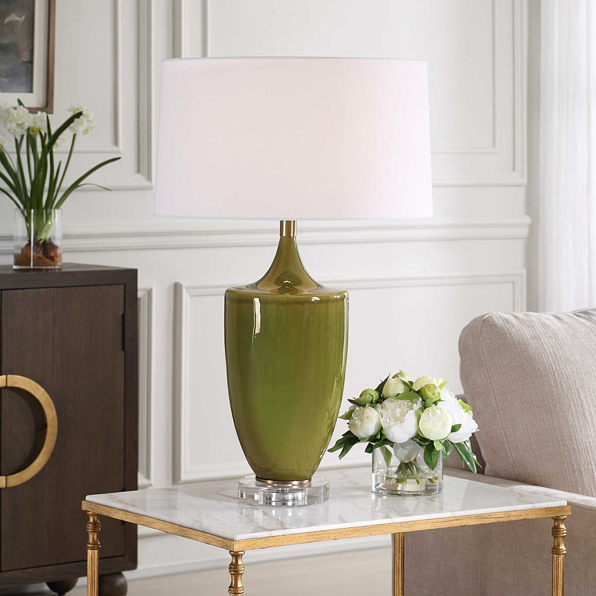Modern European furniture - Green Crackled Ceramic Table Lamp - www.oroa.com