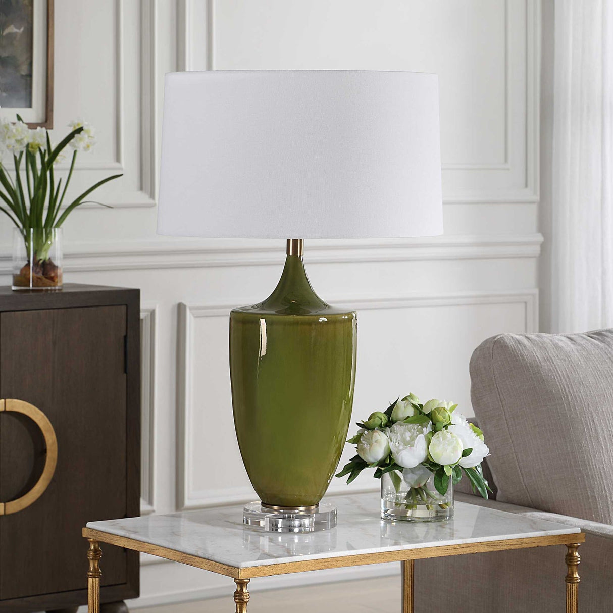 Modern European furniture - Green Crackled Ceramic Table Lamp - www.oroa.com