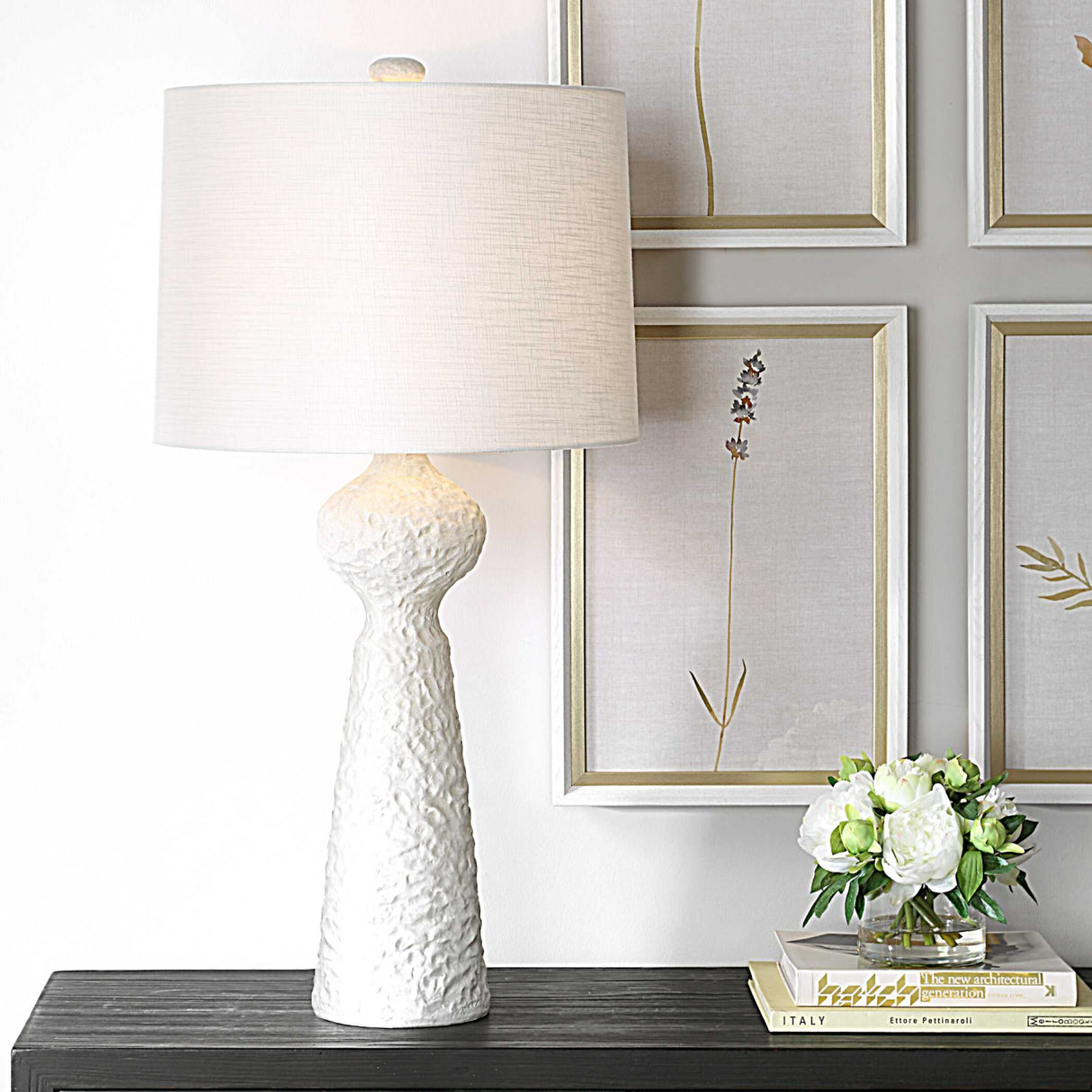 White Coarse Ceramic Table Lamp | Uttermost Sonata