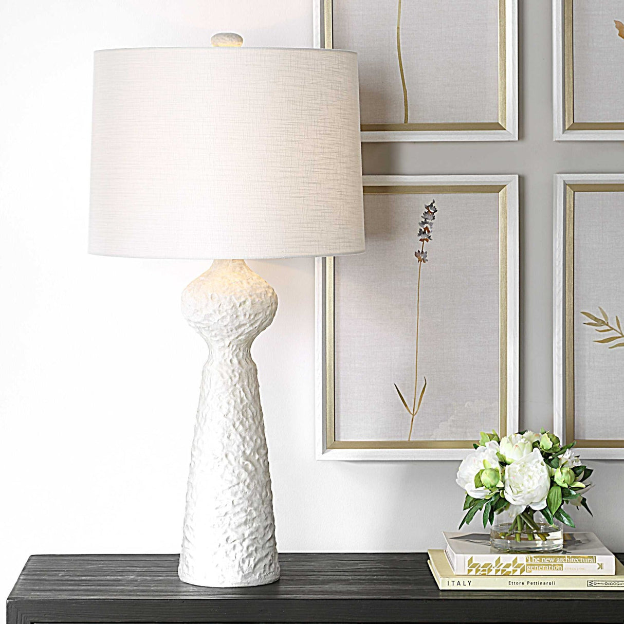 White Coarse Ceramic Table Lamp by Uttermost Sonata, alternate view 2