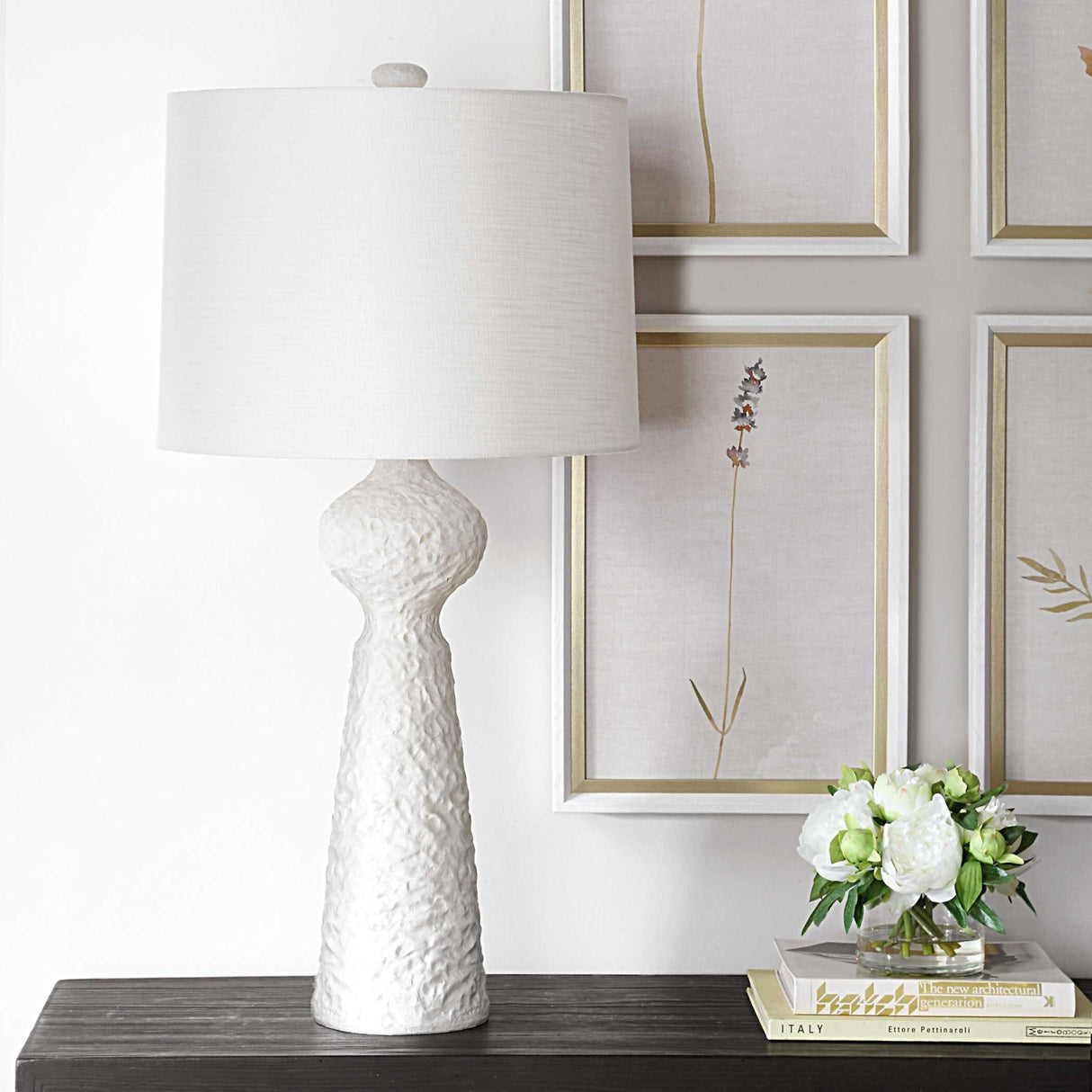 White Coarse Ceramic Table Lamp by Uttermost Sonata, alternate view 7