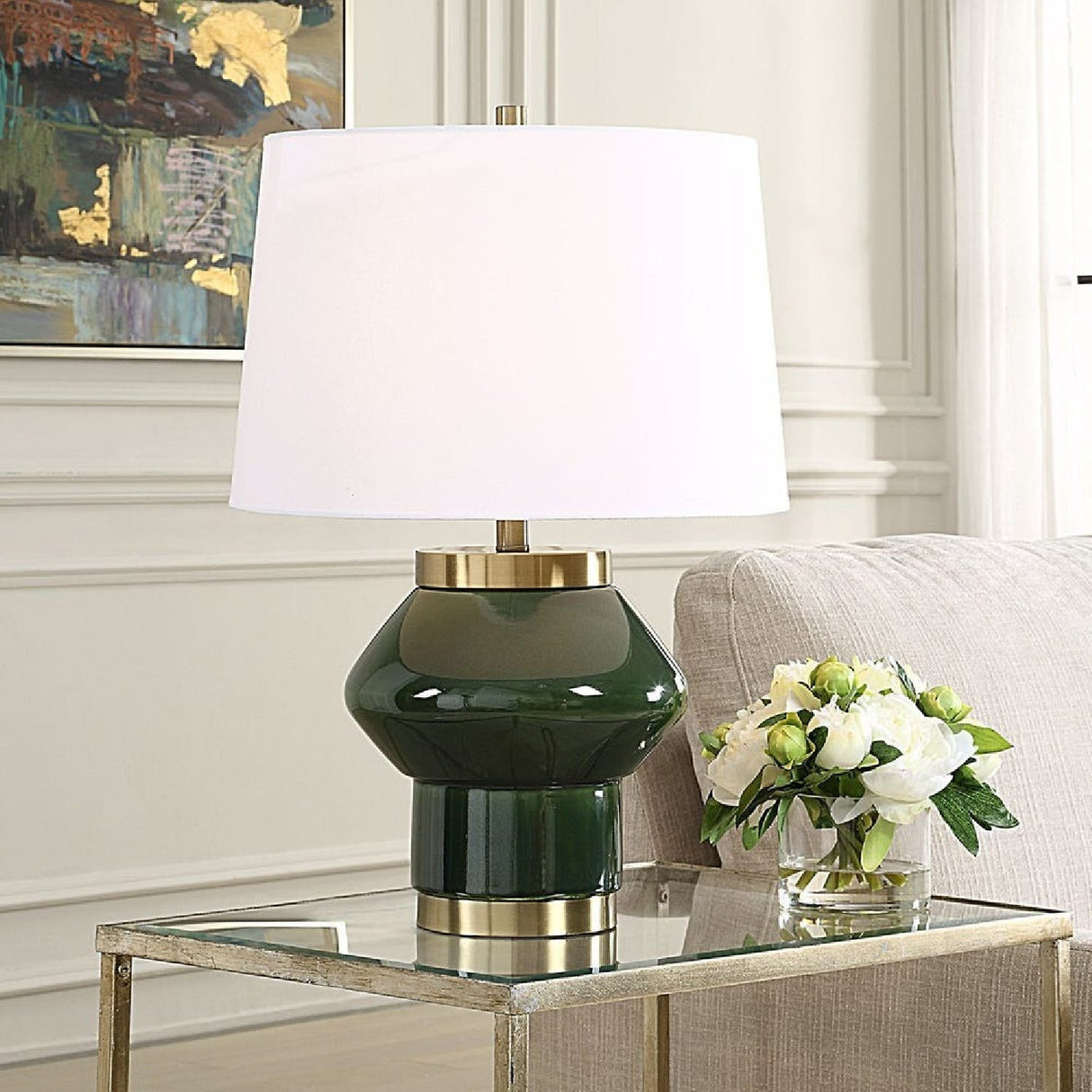Modern European furniture - Green Ceramic Contemporary Table Lamp by Uttermost Tayson - www.oroa.com