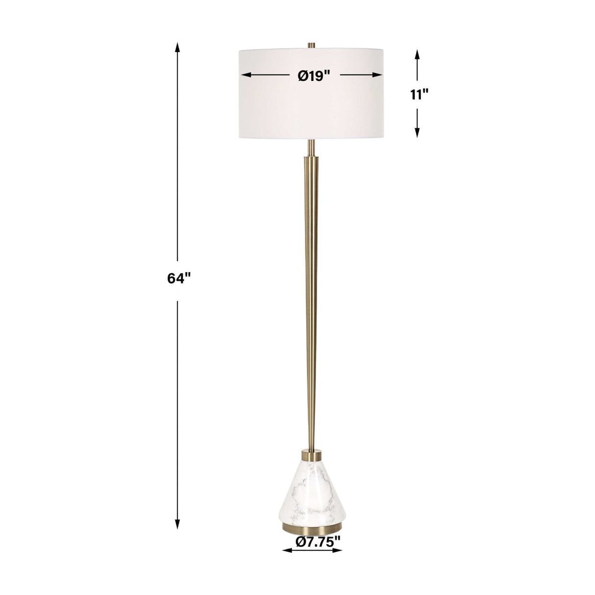 Modern European furniture - Tapered Brass Floor Lamp - www.oroa.com