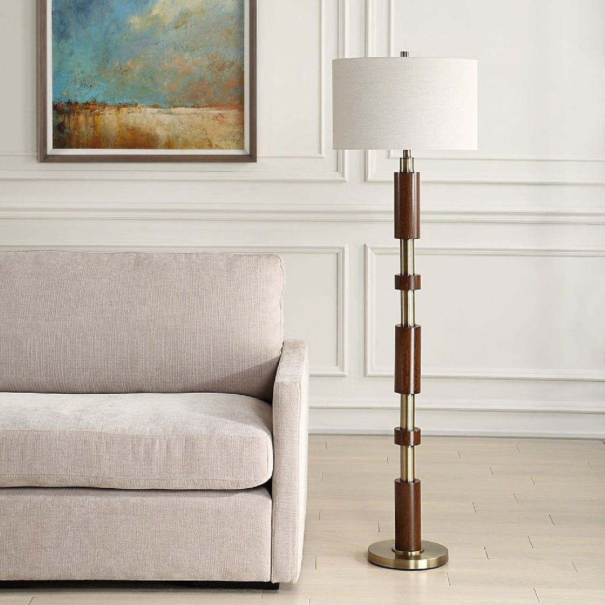 Wooden Cylinders Floor Lamp | Uttermost Stacked - www.oroa.com