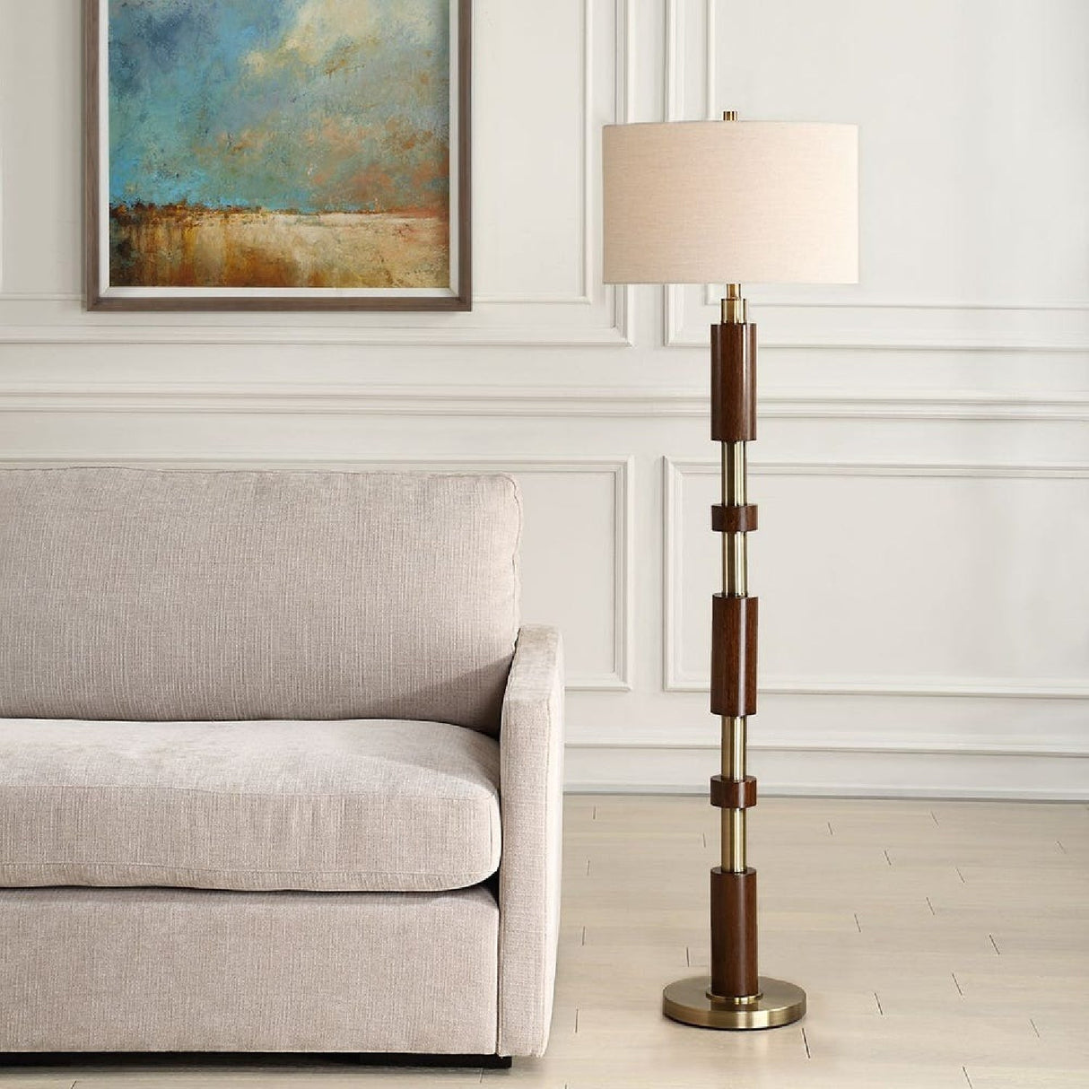 Wooden Cylinders Floor Lamp | Uttermost Stacked - www.oroa.com