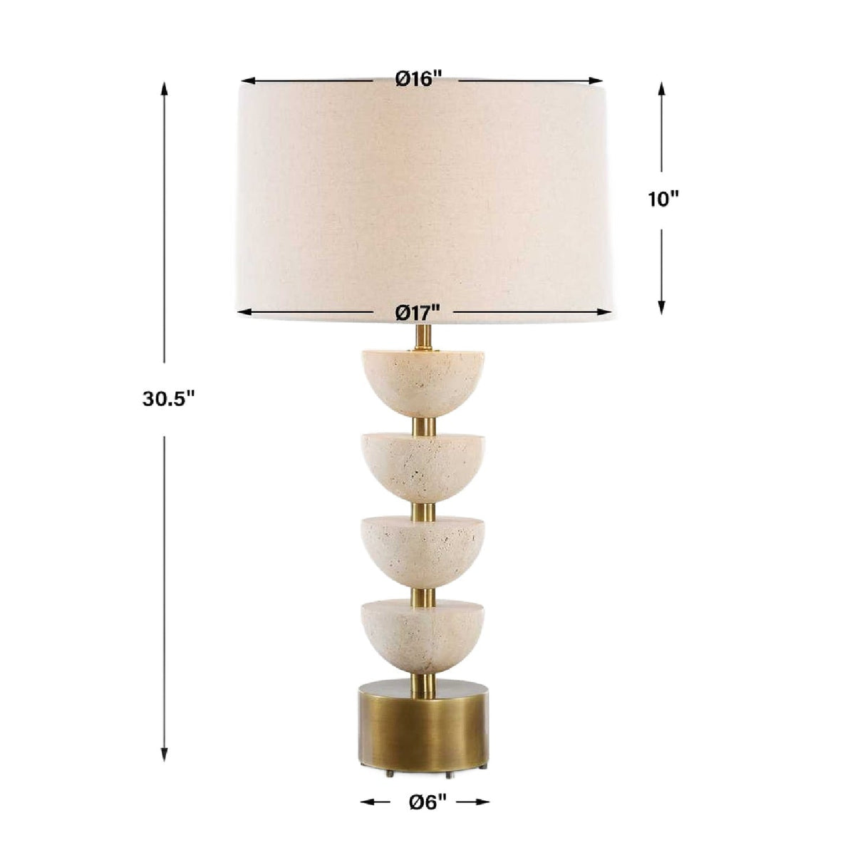 Stacked Travertine Table Lamp by Uttermost Hemisphere, alternate view 4