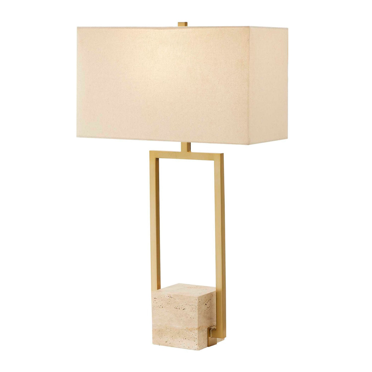 Modern European furniture - Gold Framed Travertine Table Lamp - www.oroa.com