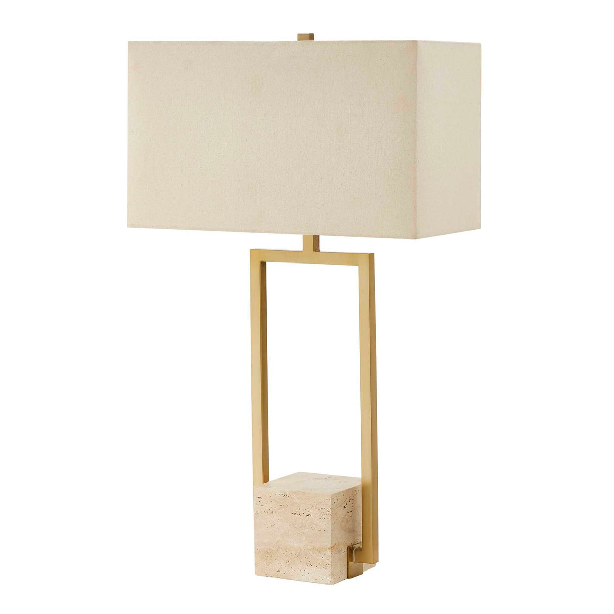 Modern European furniture - Gold Framed Travertine Table Lamp - www.oroa.com