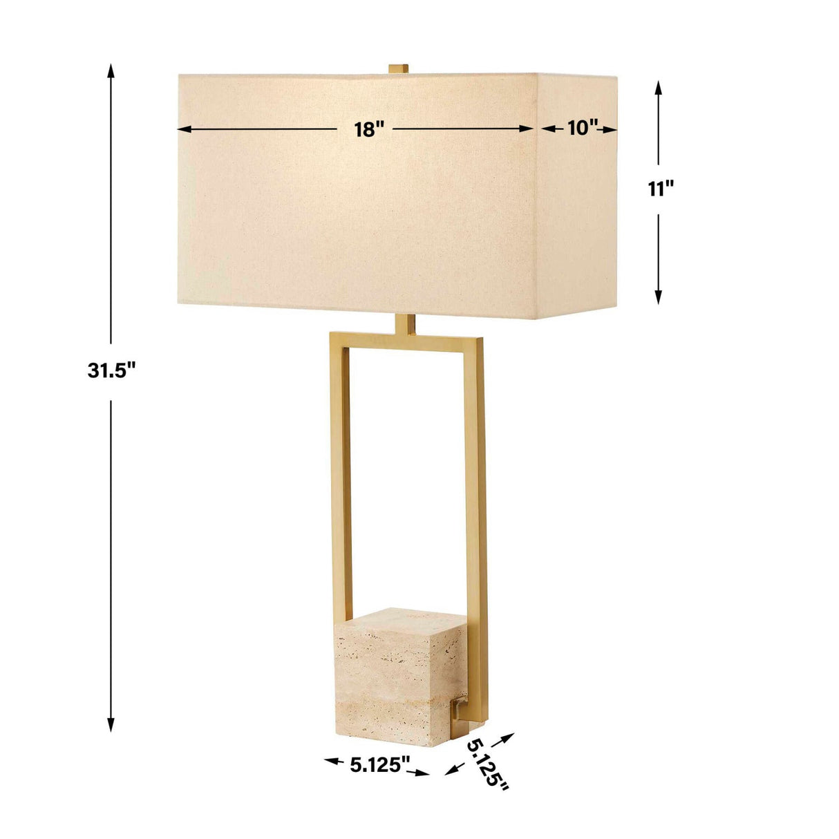 Modern European furniture - Gold Framed Travertine Table Lamp - www.oroa.com