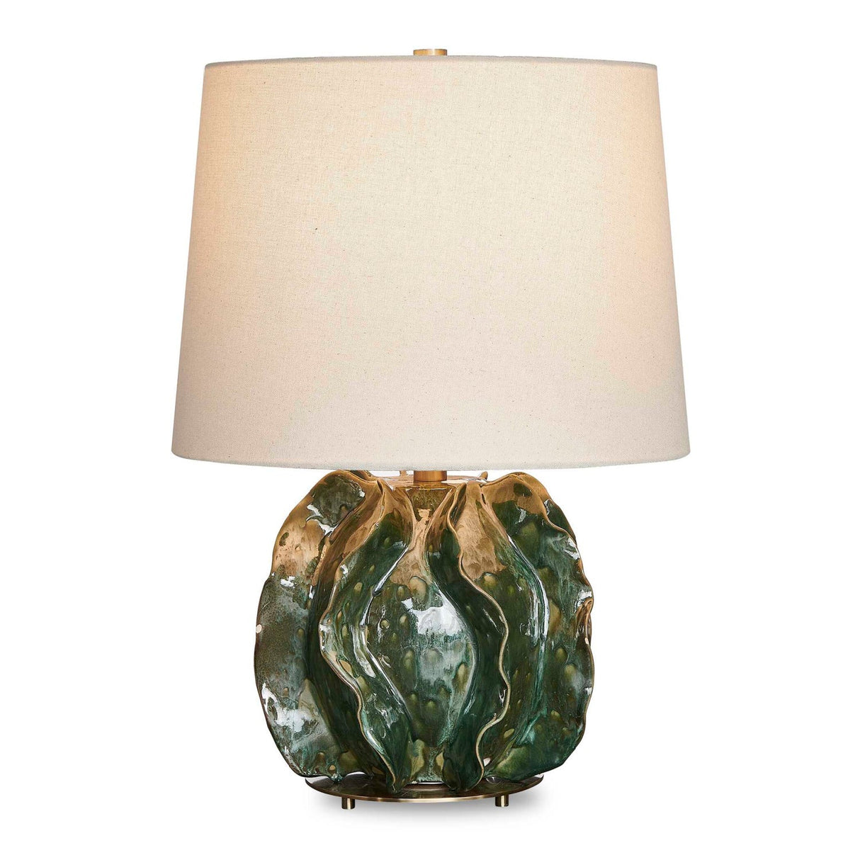 Modern European furniture - Green Ruffled Ceramic Table Lamp - www.oroa.com