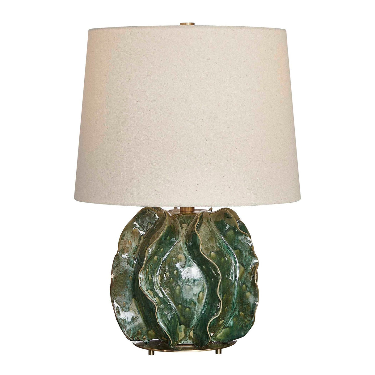 Modern European furniture - Green Ruffled Ceramic Table Lamp - www.oroa.com