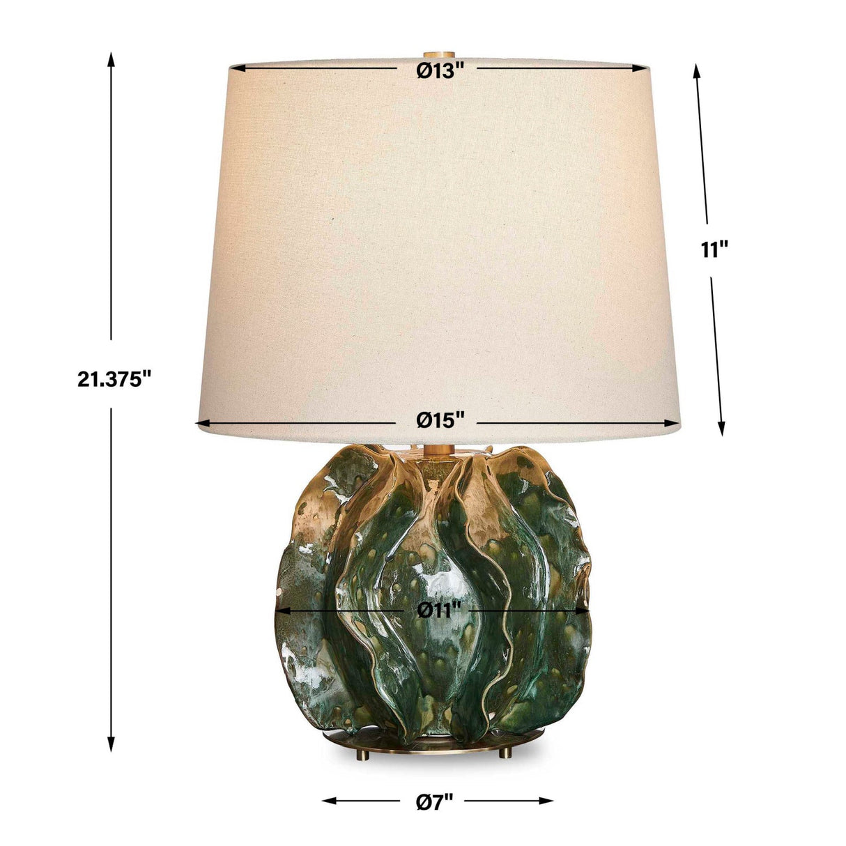 Modern European furniture - Green Ruffled Ceramic Table Lamp - www.oroa.com
