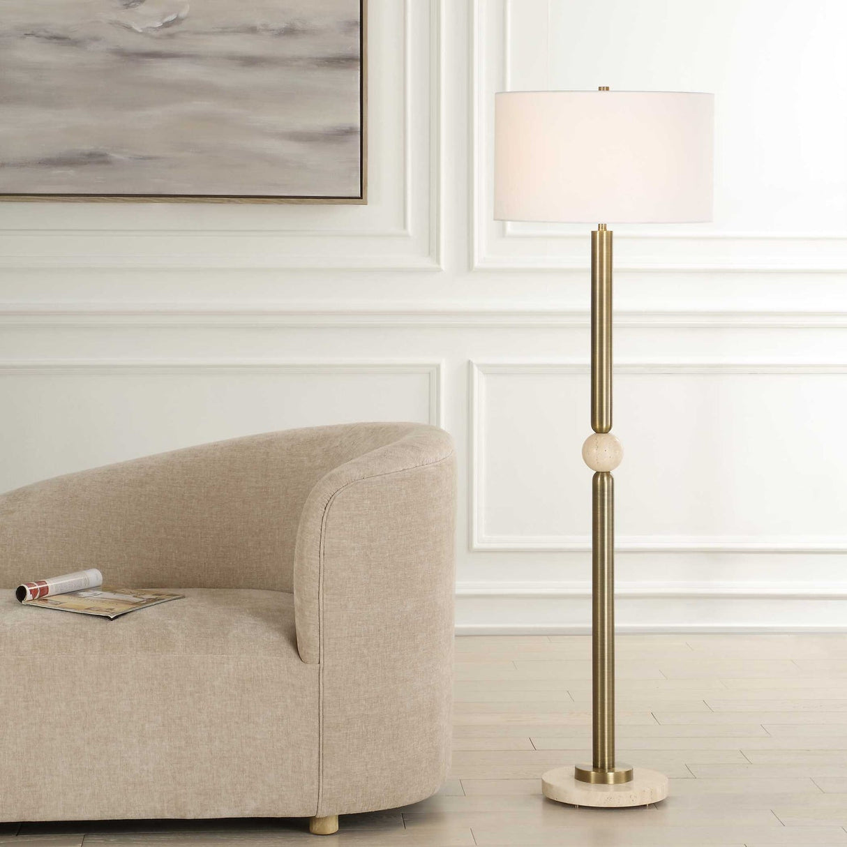 Modern European furniture - Gold Plated Steel Floor Lamp - www.oroa.com