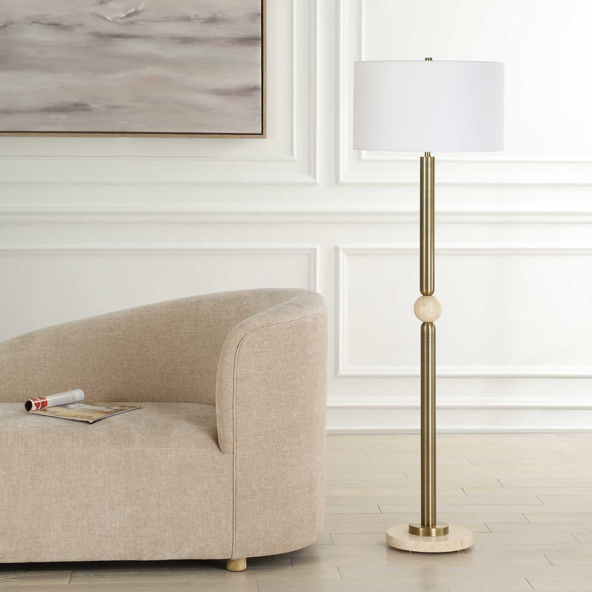 Modern European furniture - Gold Plated Steel Floor Lamp - www.oroa.com