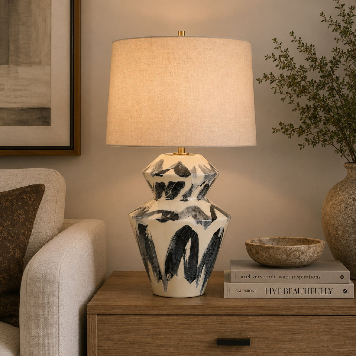 Faceted Ceramic Table Lamp by Uttermost Oranda, alternate view 2