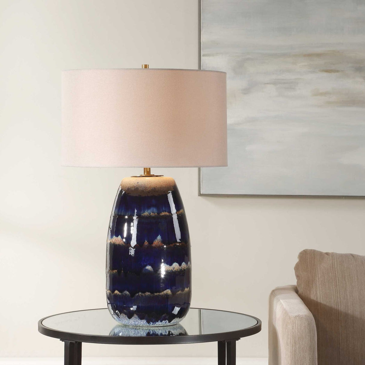 Blue Dripped Ceramic Table Lamp by Uttermost Orleans, alternate view 2