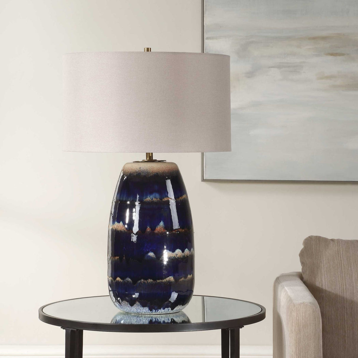 Blue Dripped Ceramic Table Lamp by Uttermost Orleans, alternate view 6