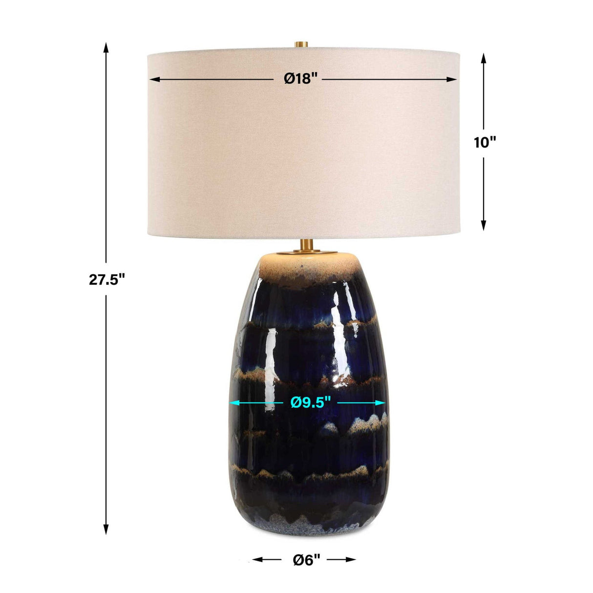 Blue Dripped Ceramic Table Lamp by Uttermost Orleans, alternate view 7