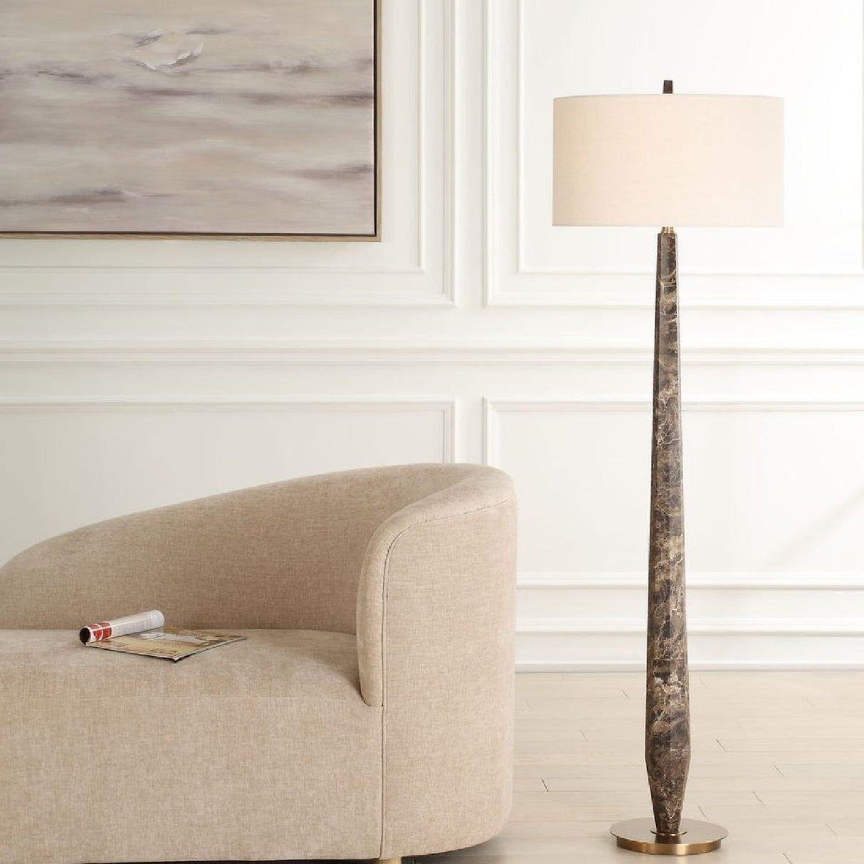 Emperador Brown Marble Floor Lamp by Uttermost Tyree, alternate view 6
