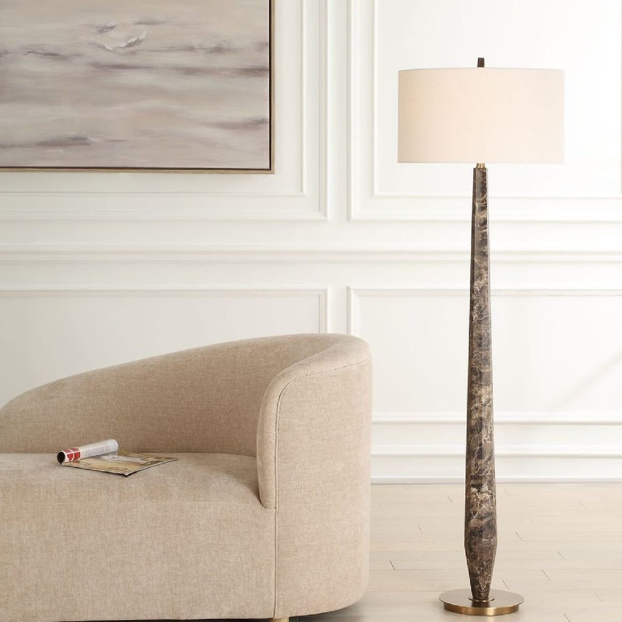Emperador Brown Marble Floor Lamp | Uttermost Tyree