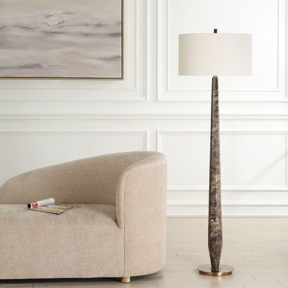 Emperador Brown Marble Floor Lamp by Uttermost Tyree, alternate view 2