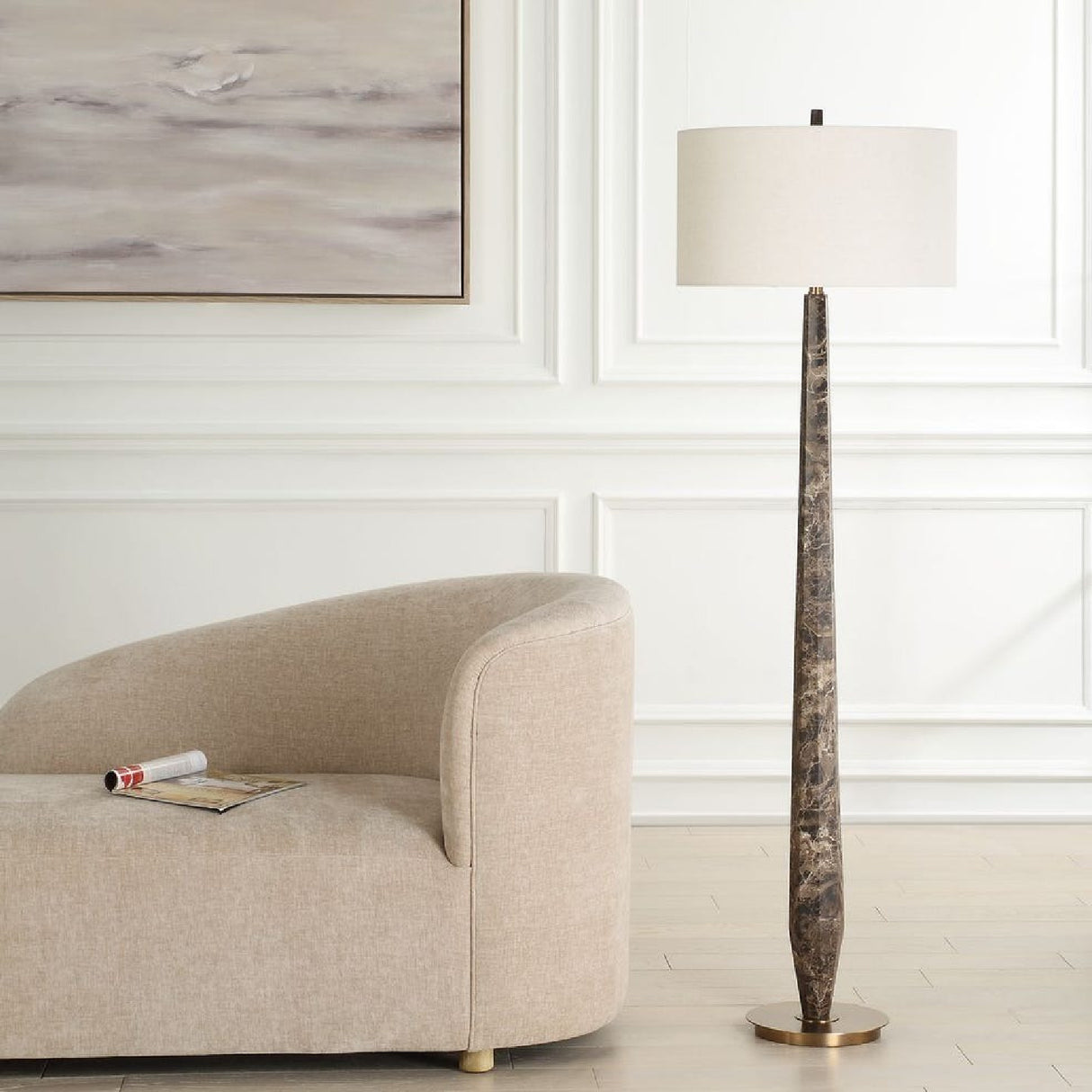 Emperador Brown Marble Floor Lamp | Uttermost Tyree