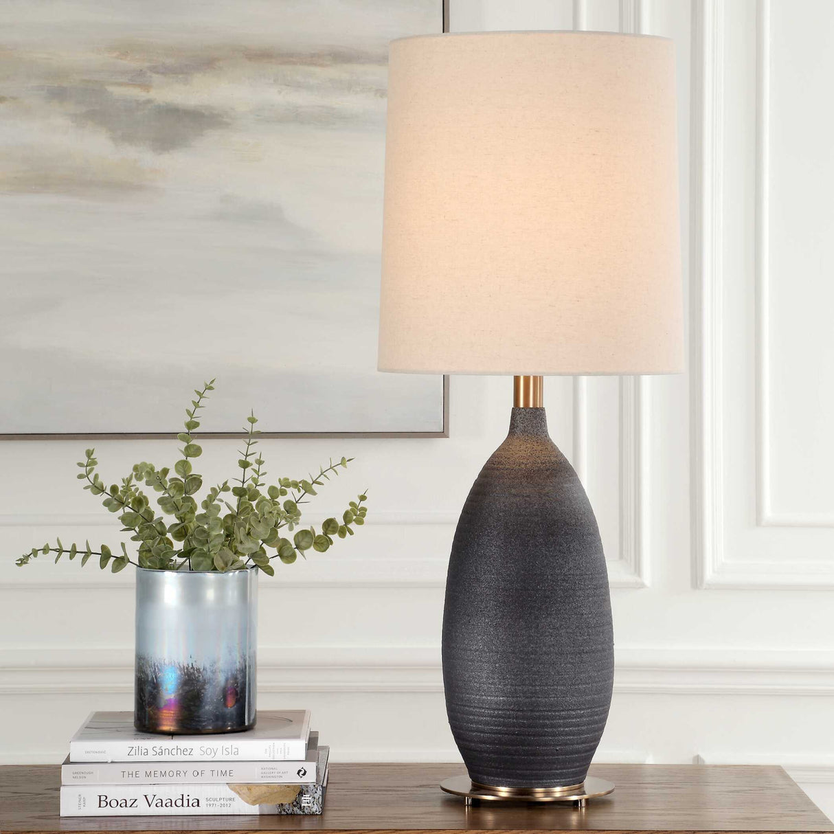 Modern European furniture - Matte Black Ceramic Table Lamp by Uttermost Bower - www.oroa.com